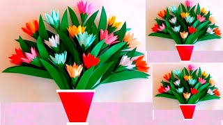 Beautiful Paper Flower Making  Paper Crafts For School  Home Decor  Paper Craft  DIY  Crafts [upl. by Margarida]