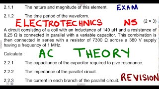 Electrotechnics N5 AC Theory April 2016 mathszoneafricanmotives mathswithadmirelightone [upl. by Ahcsap531]