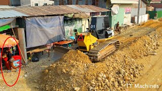 Excellent Working Skillful Spreading Stone Making New Foundation Village Road By Dozer amp Moto Grader [upl. by Werdma]