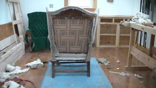 How To Reupholster A Wing Chair pt 20 [upl. by Ahtnama597]