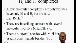 Metal dihydrogen and hydrides 14 NPTEL [upl. by Prouty]