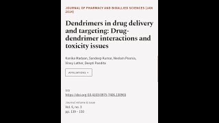 Dendrimers in drug delivery and targeting Drugdendrimer interactions and toxicity i  RTCLTV [upl. by Sacrod]