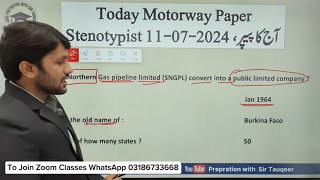 Today Paper National highway and Motorway Police NHMP Stenotypist Solved 11072024  Ppsc [upl. by Eeliah]