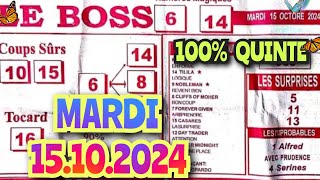 Boss mardi 15 octobre 2024💲💲BASE SOLIDE 💲💲quinte demain [upl. by Asiulairam]