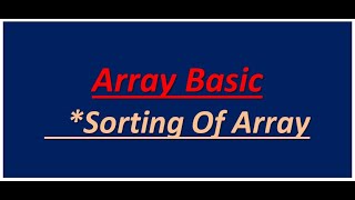 Sorting Of Array  Increasing Or Decreasing Order Malayalam  FUMIGATION [upl. by Mckinney]