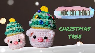 Crochet Christmas Tree 🌲  Móc cây thông noel chậu heo cute  Amigurumi  DIY  Crochet Pattern [upl. by Nylsoj]