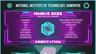 Orientation  NIMBUS 2022  NIT Hamirpur [upl. by Itsrik]