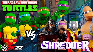 TEENAGE MUTANT NINJA TURTLES VS SHREDDER AND GOONS 4V4 TAG TEAM MATCH WWE 2K22 [upl. by Lallage]