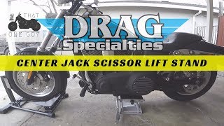 Drag Specialties Center Jack Scissor Lift Stand  unboxing and usage demo [upl. by Roe]