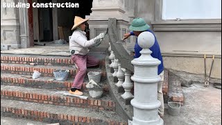 StepByStep Construction Techniques For Beautiful Porch Steps With Modern Brick And Stone [upl. by Reivax]