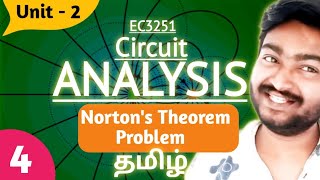 Nortons Theorem Problem in Tamil  Circuit Analysis EC3251 Unit 2 Nortons Theorem in Tamil [upl. by Icyaj]