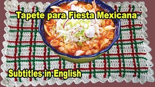 tapete a crochet rectangular con punto alto  fiestas patrias  Subtitles in English [upl. by Atnoved]