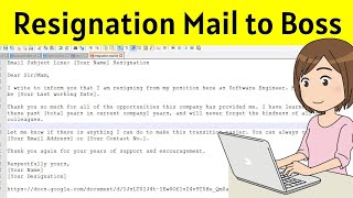 How to write resignation mail to boss  resignation letter  resignation mail sample [upl. by Attem112]