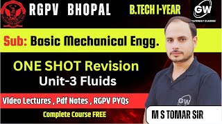 BME UNIT 3 Fluids I One Shot I Basic Mechanical Engg I by M s Tomer Sir I Gateway Classes RGPV [upl. by Harriot]