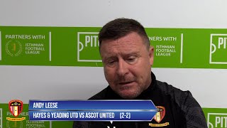 Hayes amp Yeading Utd 2  2 Ascot Utd  post match interview  8 October 2024 [upl. by Airpal]