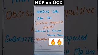 Nursing care plan on Obsessive compulsive disorder in mental health nursing bsc nursingGNM new [upl. by Nivlek]