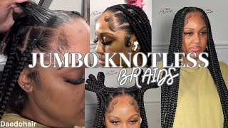 JUMBO KNOTLESS BRAIDS TUTORIAL DAEDOHAIR [upl. by Shabbir662]