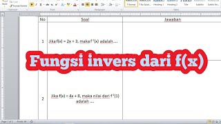 Menentukan nilai invers fungsi dari fx [upl. by Parshall]