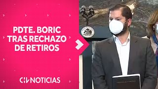 PDTE BORIC pide avanzar en temas de fondo tras RECHAZO DE RETIROS y evita responder a Jadue [upl. by Aronoh981]