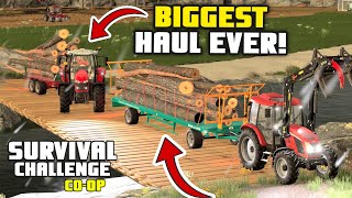 HOW MUCH DID WE MAKE BIGGEST HAUL EVER  Survival Challenge COOP  FS22  Episode 16 [upl. by Sev]