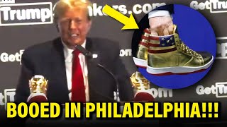 Trump Gets MERCILESSLY BOOED at Philadelphia Sneaker Con [upl. by Dranyam]