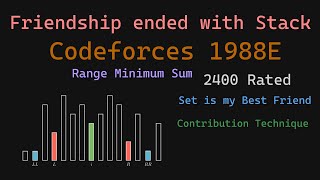 Replace Mono stack with Sets  Contribution Technique ft Codeforces 1988E Range Minimum Sum [upl. by Dolli]