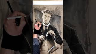 Sketching Buster Keaton art portrait BusterKeaton [upl. by Leroj]