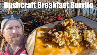 Bushcraft Breakfast Burrito  Perfect Tarp Setup [upl. by Panter451]