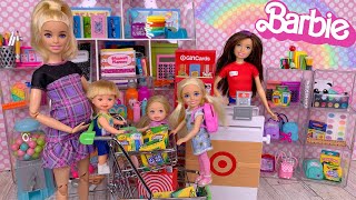 Barbie School Supply Shopping for Mini Toys with Barbie Family [upl. by Abdel]