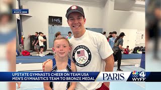 Upstate gymnasts unique connection to Team USA as they cheer on the men to win the bronze medal [upl. by Rhodie]