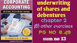 UNDERWRITING OF SHARES AND DEBENTURES  chp 2  sum no 13 corporate accounting [upl. by Kristal]