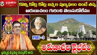 Part 3 అరుణాచల వైభవం  Arunachala Vaibhavam  Arunachala Mahathmyam  Sri Vaddiparti Padmakar Garu [upl. by Tuppeny]