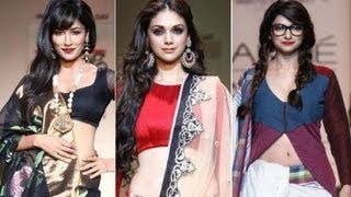 Chitrangada Singh hides navel Prachi Desai nu luk Aditi Rao Hydari flaunt Lakme Fashion Week 2013 [upl. by Annahahs]