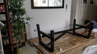 IKEA Skogsta dining table unboxing assembling and installation time lapse without cut [upl. by Ciredec464]