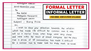 Letter writing in English  Formal and Informal Letter Writing  Formal and Informal Letter Format [upl. by Eerolam]