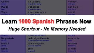 Learn 1000 Spanish Phrases Now  No Memory Required [upl. by Trinetta]