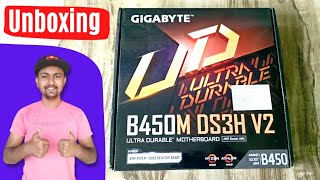 Gigabyte B450M DS3H V2 Motherboard Unboxing 2023 [upl. by Yenoh]