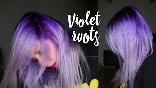 HOW TO VIOLET ROOTS OMBRE TUTORIAL  LILAC HAIR [upl. by Elmina]