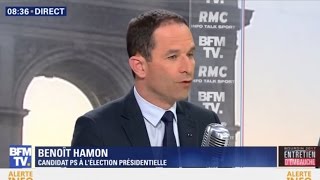 Benoît Hamon était linvité de JeanJacques Bourdin sur BFMTV et RMC le 21042017 [upl. by Fernald]