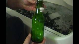 cleaning  delabeling beer bottles [upl. by Fenella]