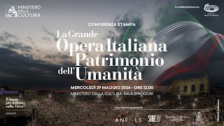 Lirica mercoledì 29 maggio al MiC presentazione “La Grande Opera Italiana Patrimonio dell’Umanità” [upl. by Ynafets]