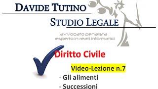 Diritto Civile  Video lezione n7 Gli alimenti Successioni [upl. by Coffee]