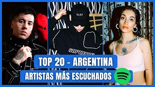 TOP 20 artistas ARGENTINOS más escuchados SPOTIFY 2022 🇦🇷 [upl. by Nedry]