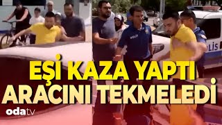 Eşi kaza yaptı Arabam gitti diyerek araca tekmeler savurdu [upl. by Kasper]