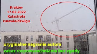 Poland Kraków żuraw dźwig wypadek katastrofa 17022022 crane accident disaster [upl. by Adirahs]