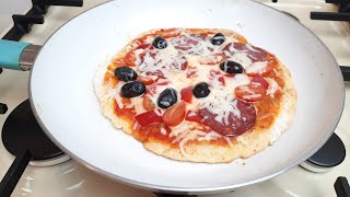 Pizza la tigaie in 10 minute fara cuptor  Aluat de pizza cu 3 ingrediente [upl. by Prue]