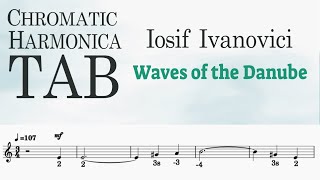 Iosif Ivanovici  Waves of the Danube  Chromatic Harmonica Score amp Tab No 41  Playalong [upl. by Akienahs]