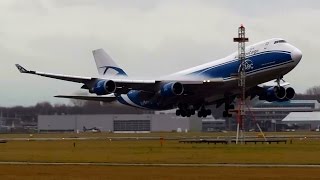 B747 VERY LATE GO AROUND air bridge cargo [upl. by Ramberg148]