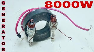 Make 220V 8000W Free Electric Generator Big Magnet Use Spark Plug Electricity Energy [upl. by Aihtebat]