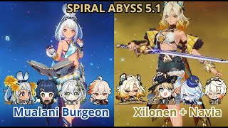 C0 MUALANI BURGEON  XILONEN  NAVIA  SPIRAL ABYSS 51 FLOOR 12 FULL STARS [upl. by Abbie]